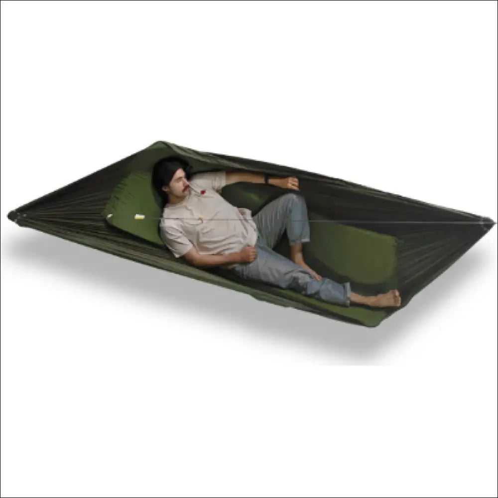 Olivgrüne Mat Hängematte TTTM mit Mesh-Seiten und Polster für perfekte Liegeposition